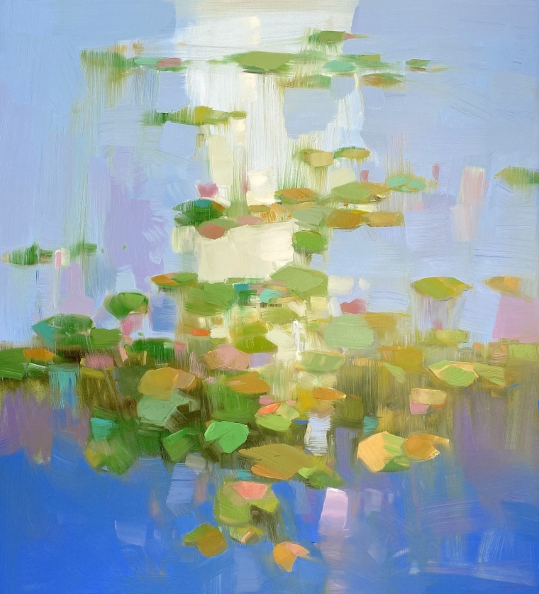 Lilies Pond, Original oil Painting, Handmade artwork, One of a Kind